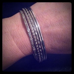 Silver Stackable Bracelet Set